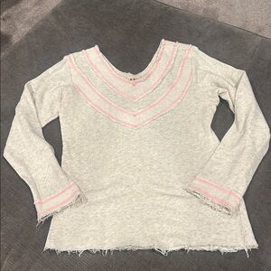 Pepin Anthropologie Gray Pink Raw Edge Sweatshirt size small